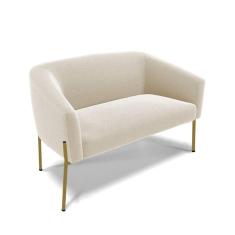 Imagem de Sofá Namoradeira 2 Lugares Pé Ferro Dourado Stella Bouclê D03 - D`rossi Cor Bege