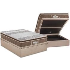 Imagem de Cama Box Baú Casal: Colchão Anatômico Probel D33 Guarda Costas PróIntense Plus + Base CRC Suede Clean (138x188)