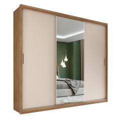 Imagem de Guarda Roupa Dalila 3 Portas, 2 Gavetas E 4 Cabideiros Flex Amêndola Off White Com Espelho - Demóbile Amêndola Off White