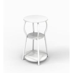Imagem de Mesa lateral redonda pequena para espaços pequenos, mesa de cabeceira pequena de madeira de 3 andares, mesas de canto redondas para sala de estar, berçário, canto, escritório, quarto, mesa lateral de