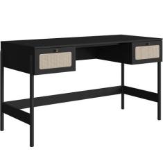 Imagem de Mesa Escrivaninha Home Office 2 Gavetas Pés Madeira Moss A03 Nero Pret