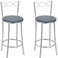 Imagem de Kit 2 Banquetas Cromadas Bc51-c A144 Cromado/cinza