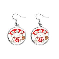 Imagem de Brinco feminino com pingente de orelha de gato Lucky Fortune com pingente de prata e flor de cerejeira