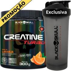 Imagem de Creatina Monohidratada Turbo 300G Black Skull + Coqueteleira Fumê 600M