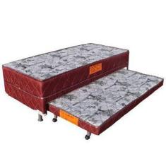 Imagem de Cama Box Solteiro Conjugada Com Espuma Dupla E Auxiliar Suede - Genki