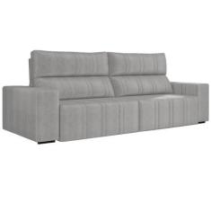 Imagem de Sofá Retrátil 234 Cm Sala De Estar Leonel Suede Cinza G52 - Gran Belo
