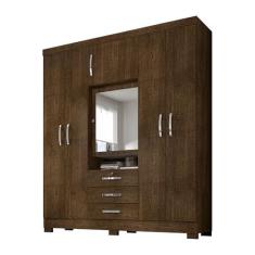 Imagem de Guarda Roupa Casal com Espelho 6 Portas Porto Malbec - Pallazio