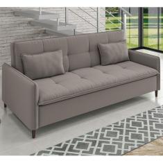 Imagem de Sofá Cama Reclinável 3 Lugares 213cm Veludo Lima Cinza