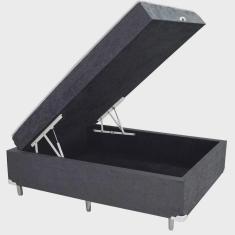 Imagem de Cama Box Baú Casal Conjugado Ortopédico Suede Cinza 45x138x188