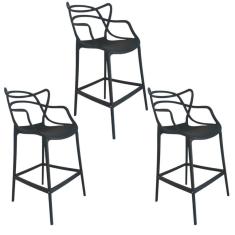 Imagem de Banqueta Allegra Preta - Kit Com 3