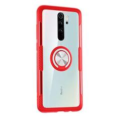 Imagem de SORAKA Capa transparente para Xiaomi Redmi Note 8 Pro com suporte para anel,capa de PC rígida transparente Capa Redmi Note 8 Pro com placa de metal para suporte magnético de telefone para carro