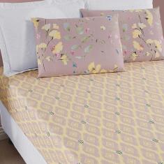 Imagem de Jogo de Cama Lençol Dallas Solteiro Microfibra 2 Peças - Rosê Lavanda Floral