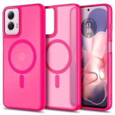 Imagem de YZB Capa magnética projetada para Motorola Moto G 5G 2024 [compatível com MagSafe] Traseira fosca translúcida resistente a arranhões, [proteção de nível militar] capa fina à prova de choque (rosa