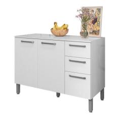 Imagem de Balcão Gabinete para Cozinha 2 Portas e 3 Gavetas Tati Branco - Pallaz