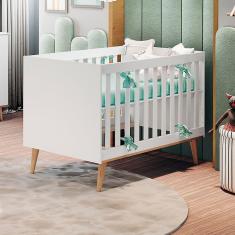 Imagem de Berço Mini Cama Americano Retrô Ludmila Branco Fosco com Bétula Carolina Baby