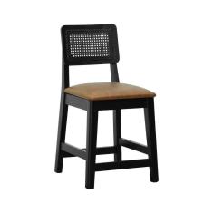 Imagem de Banqueta Baixa-cadeira Gabi - Preto Assento Estofado Corano Marrom Mescla