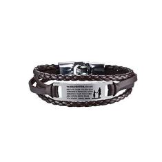 Imagem de COMTRUDE Pulseiras To My Daughter, Pulseira Inspiradora de Couro de Aço Inoxidável, Pulseira Filha da Mom and Daddy, Melhor Presente (Marrom e Preto) One size