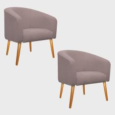 Imagem de Kit 02 Poltronas Luiza Palito Mel Linho Rosê - Doce Sonho Móveis