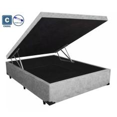 Imagem de Cama Box Baú Casal Universal AColchões Suede Cinza 41x138x188