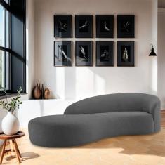 Imagem de Divã Recamier Orgânico França 200cm Lado Esquerdo Linho Adj Decor Cinza