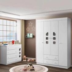 Imagem de Guarda Roupa 4 Portas Cômoda Com Porta 100% Mdf Livia Baby - Phoenix B