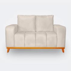 Imagem de Sofá 2 Lugares Memphis Ultra Conforto Em Madeira Maciça E Suede Bege - Lh Decor