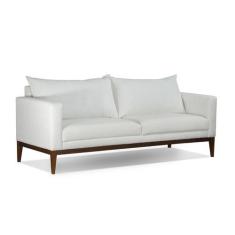 Imagem de Sofá Fixo 2M Linho Cinza 3 Lugares Com 2 Almofadas Elegante Estrutura