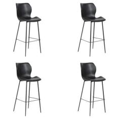 Imagem de Kit 4 Banquetas Alta com Encosto para Bancada Cozinha Penha R02 PU Pre