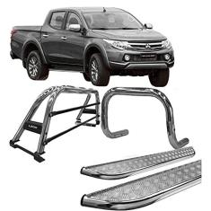 Imagem de Kit Quebra Mato+Estribo Chapa+Santo Ant Duplo 20 L200 Cromo