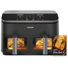 Imagem de Fritadeira Elétrica Air Fryer 8 Em 1, 8,4L Com Cesto Duplo, Display Led, Janela De Visualização E Livro 130 Receitas, 110V 1750W, Cosori, Cinza