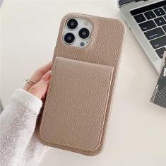 Imagem de Carteira flip de couro de luxo capa de telefone para iPhone 14 Pro Max 11 12 13 Mini XR X XS 8 7 Plus SE Photo Slot Stand Cover, cáqui, para 7 Plus, 8 Plus