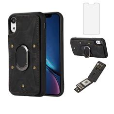 Imagem de Asuwish Capa de telefone para iPhone XR 6.1 capa carteira com protetor de tela de vidro temperado e anel porta-cartão de crédito celular de couro iPhoneXR iPhone10R i Phonex 10XR 10R RX CR