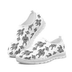 Imagem de GOSTONG Tênis masculino retrô de corte baixo, mocassins, respirável, de malha elástica, secagem rápida, branco, 34-48, Tartaruga, 36