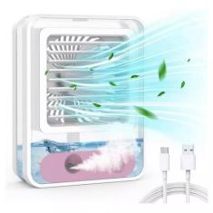 Imagem de Mini Ventilador Ar Gelado Umidificador Luz Led Portatil - Desktop