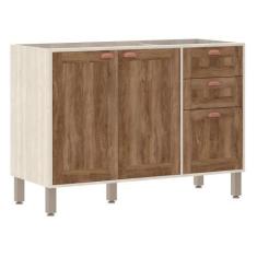 Imagem de Balcão Cozinha 120 cm 2 Portas, 3 Gavetas sem Tampo Sofia Luciane Móve