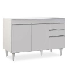 Imagem de Balcão Gabinete 120cm 3 Portas 2 Gavetas Michigan Branco - Lumil - Lum