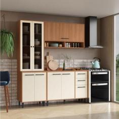 Imagem de Cozinha Modulada Havana 3 Peças Com Tampo E Cristaleira 08 Portas E 2