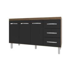Imagem de Balcão Armário Cozinha Gabinete Pia De 140 Cm Carine Com 3 Portas E 3