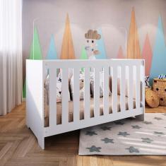 Imagem de Berço Americano 3 Em 1 Aconchego 74cm x 133cm Branco Oberon Completa Móveis
