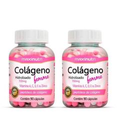Imagem de Kit 2 Colágenos Femme Vitaminas Zinco 90 Cápsulas Maxinutri