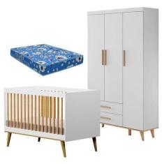 Imagem de Berço Americano Ligia E Guarda Roupa Ludmila Branco Acetinado Bétula C