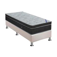 Imagem de Cama Box Solteiro: Colchão Molas Ortobom Nanolastic Light Selado + Base CRC Courano White(88x188)