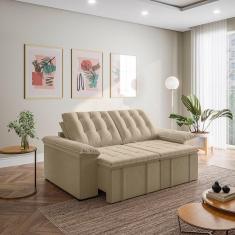 Imagem de Sofá Cama Palmeira 3 Lugares Retrátil Reclinável 2,00m Veludo com Molas CabeCasa MadeiraMadeira Bege