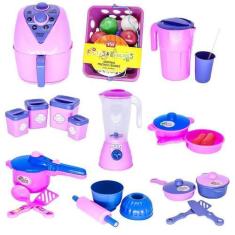 Imagem de Brinquedos Menina Cozinha Infantil Air Fryer Mercado 35Pç - Altimar