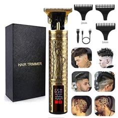 Imagem de Aparador de cabelo profissional para homens, kit elétrico de corte de cabelo, aparador de cabelo, à prova d'água, recarregável, corte fechado, cortador de lâmina, aparador recarregável por USB para