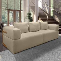 Imagem de Sofá Bipartido 3 Lugares Com Almofadas Soltas 240cm Nuuk Linho Bege
