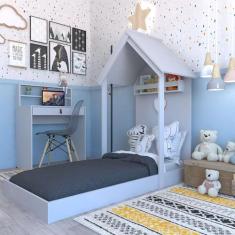 Imagem de Conjunto De Cama Com Escrivaninha Kitcubos Cinza Cristal - Bramov