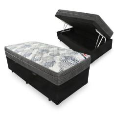 Imagem de Cama Box Com Baú Preto - Solteiro + Colchão Iso Superpocket Molas Ensa