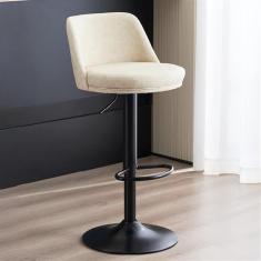 Imagem de Banqueta de ilha de cozinha cinza, banquetas de bar em couro PU com altura de balcão e encosto, cadeiras de bar giratórias com altura ajustável, modernas banquetas de café da manhã sem braço