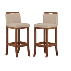 Imagem de Conjunto 02 Banquetas Alta em Madeira Maciça Londres Ccs Interiores Pinhão